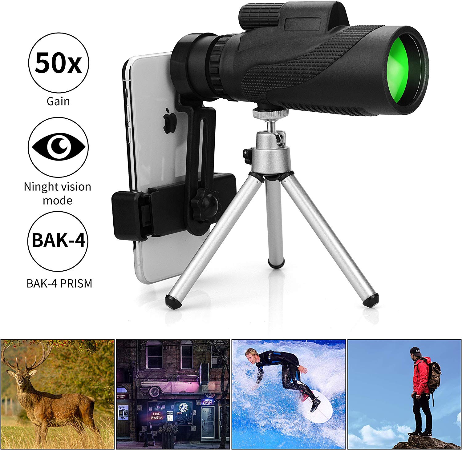 3. Juzihao Monocular Telescope, 12X50 HD by Schine.