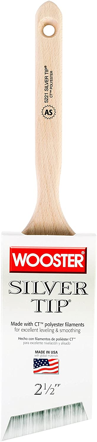 5. Wooster Brush 5221-2 1/2 5221-2-1/2 Silver Tip Angle Sash Paintbrush