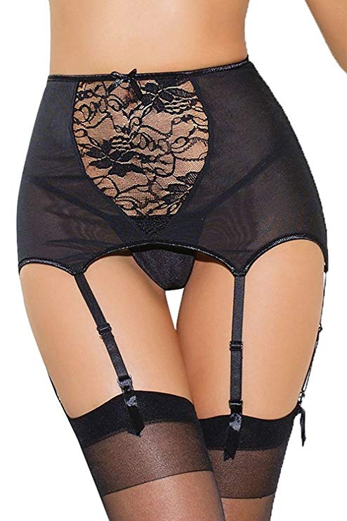 9. Estanla Women's Sexy High-waisted Hollow-out Lace Garter Belts