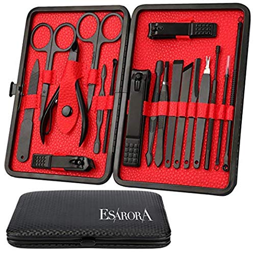 9. Manicure Set, ESARORA 18 In 1 Stainless Steel Professional Pedicure