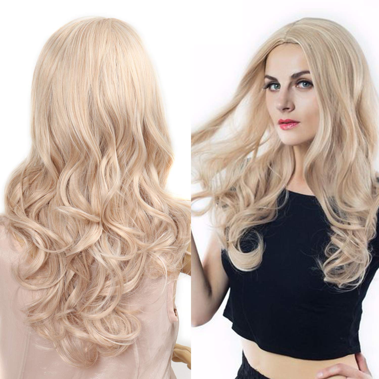 1. MIXED COLOR GLUELESS LONG SYNTHETIC WIG 