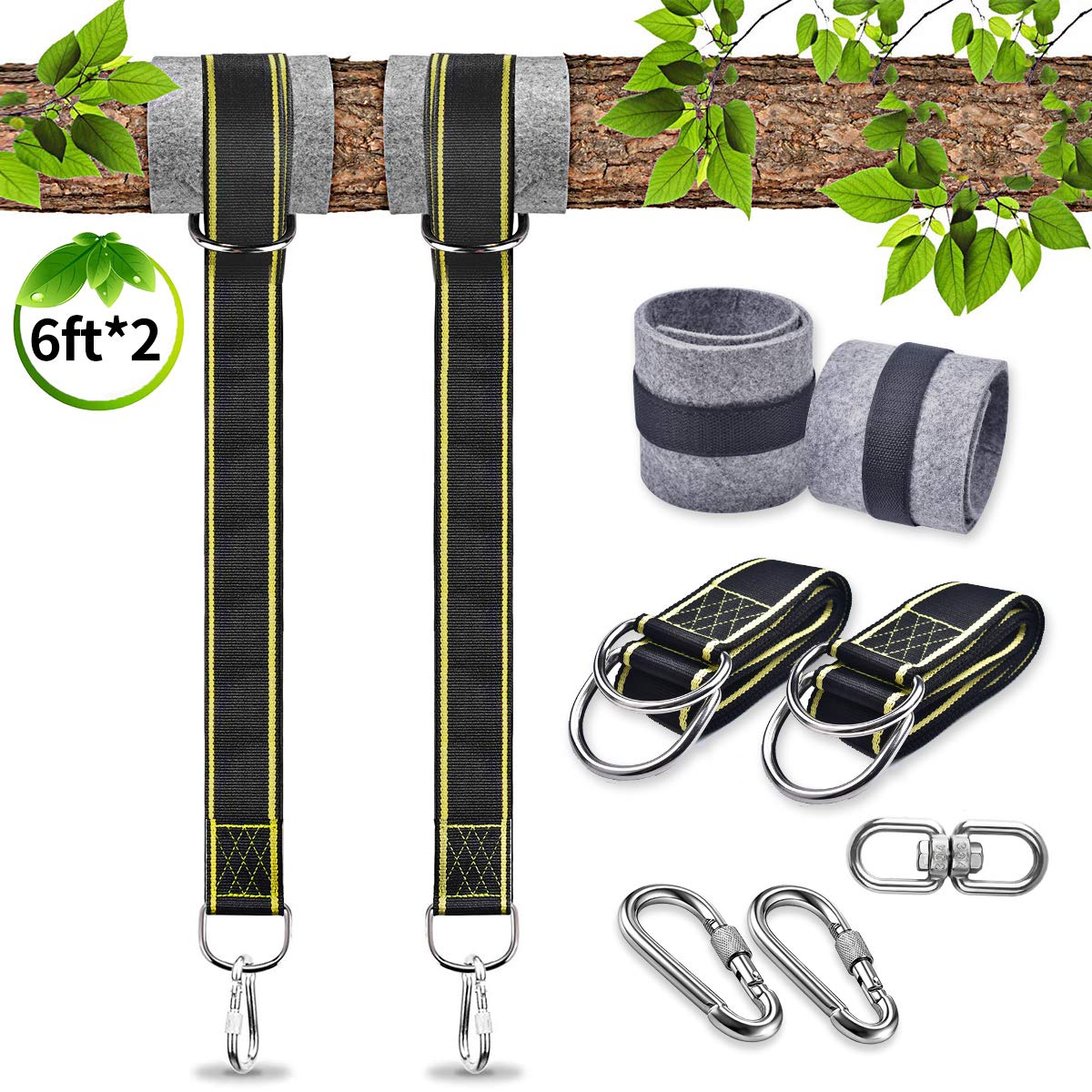 6: U-pick Tree Swing Hanging Kit Holds Max 4400lbs 6ft, Extra Long