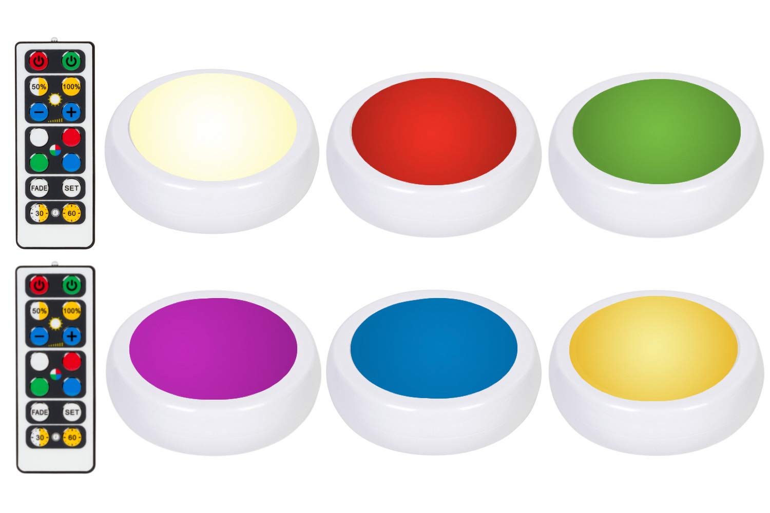 9. Brilliant Evolution Wireless Color Changing LED Puck Lights.