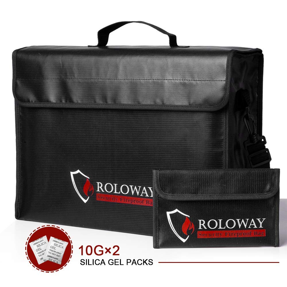 4: ROLOWAY Large (17 x 12 x 5.8 inches) Fireproof Bag, XL Fireproof Document Bags