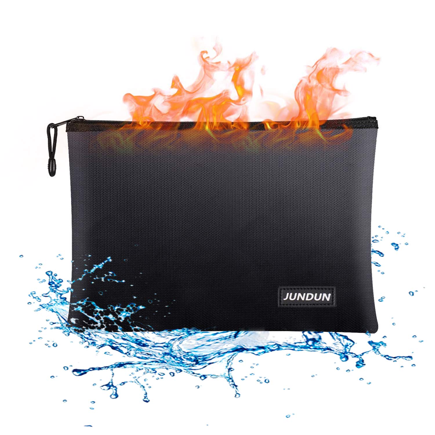 9: JUNDUN Fireproof Document Bags, 13.4”x 9.4” Waterproof and Fireproof Money Bag