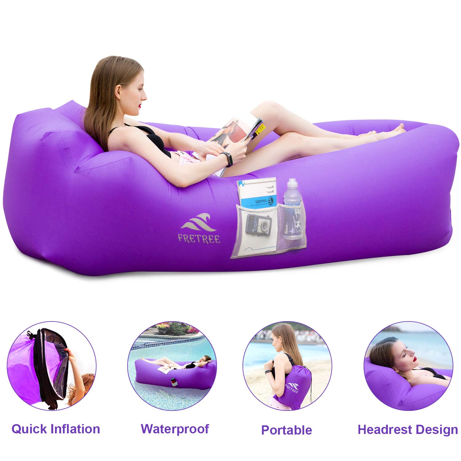 8: FRETREE Inflatable Lounger Air Sofa Hammock