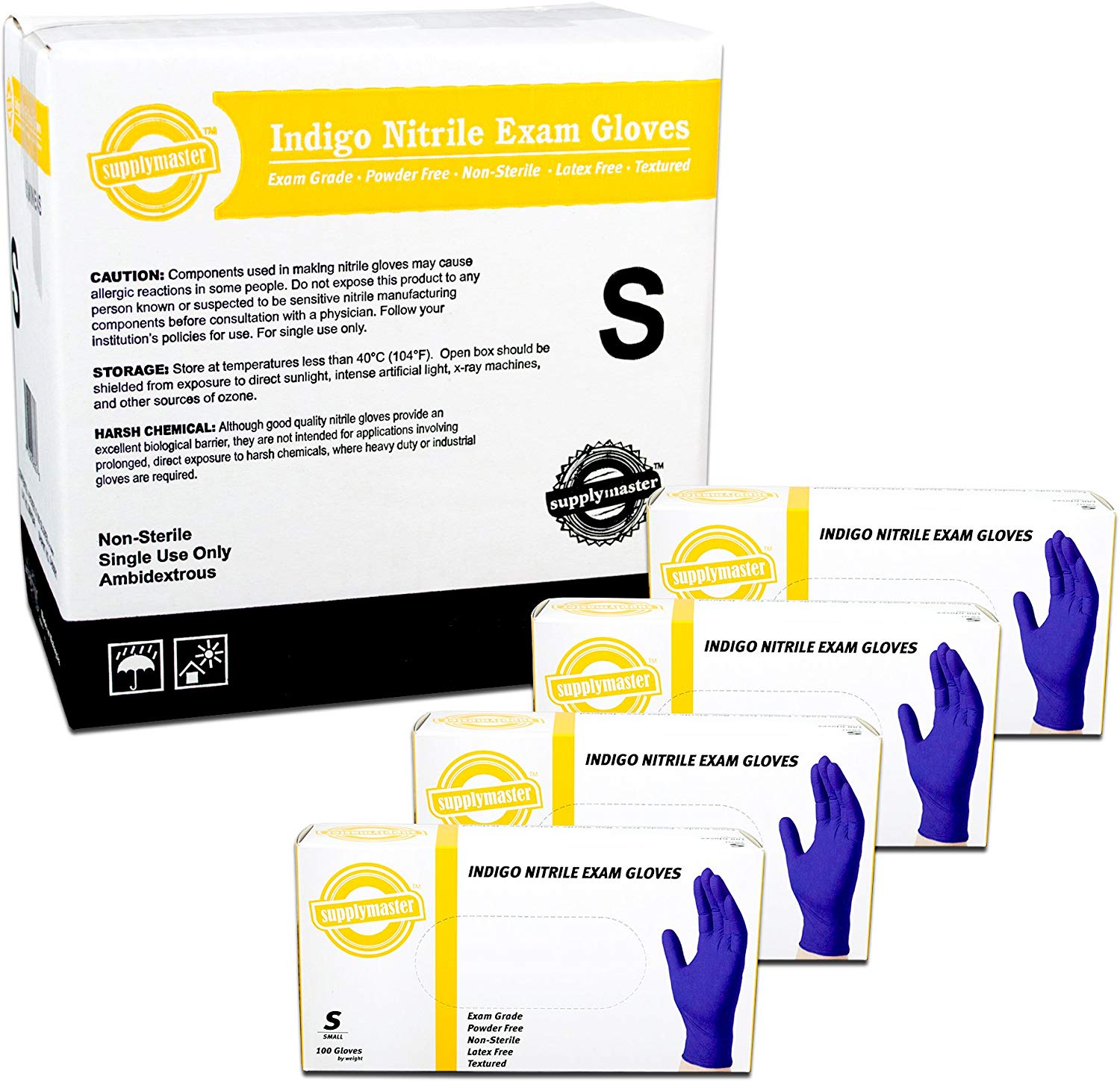 8. SupplyMaster Indigo Nitrile Exam Disposable Gloves