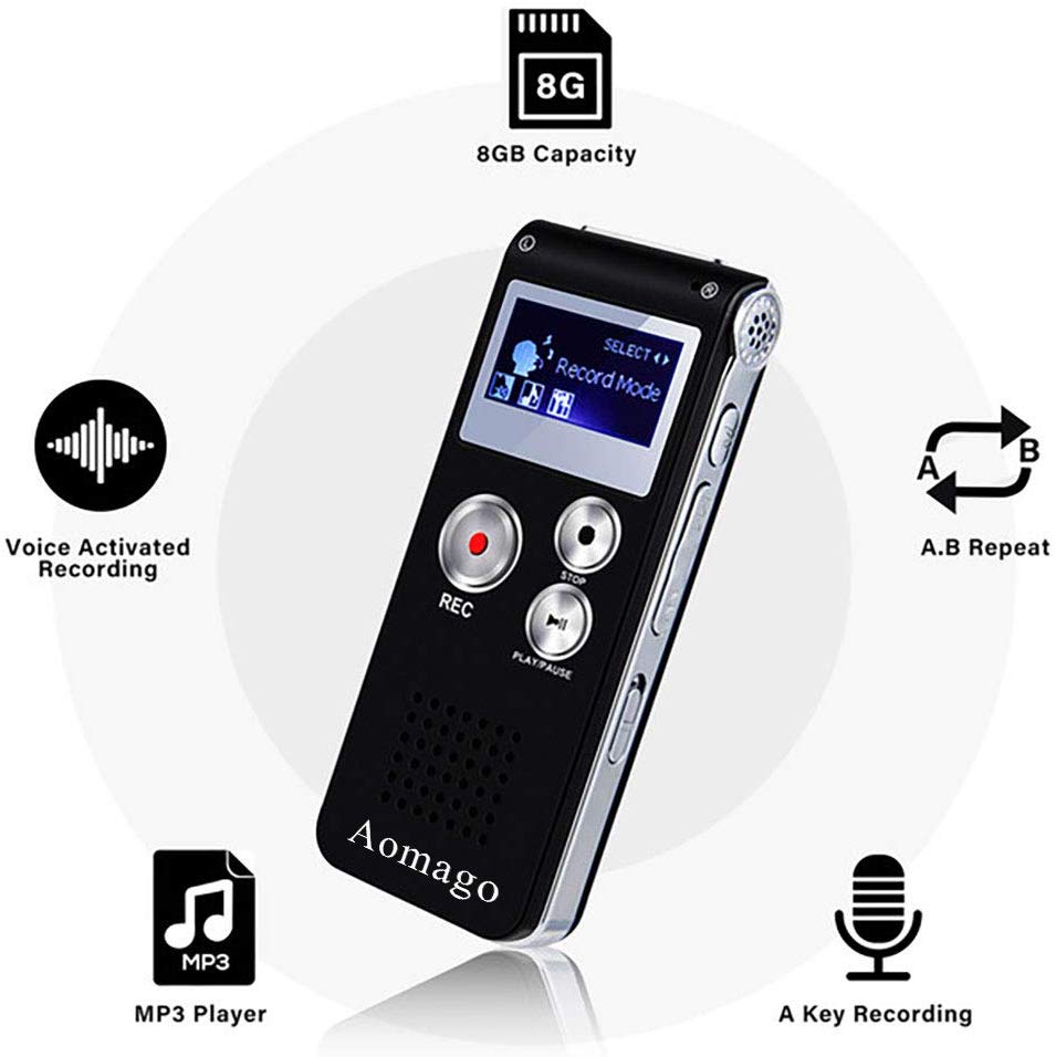 7. Aomago 8GB Audio Recorder