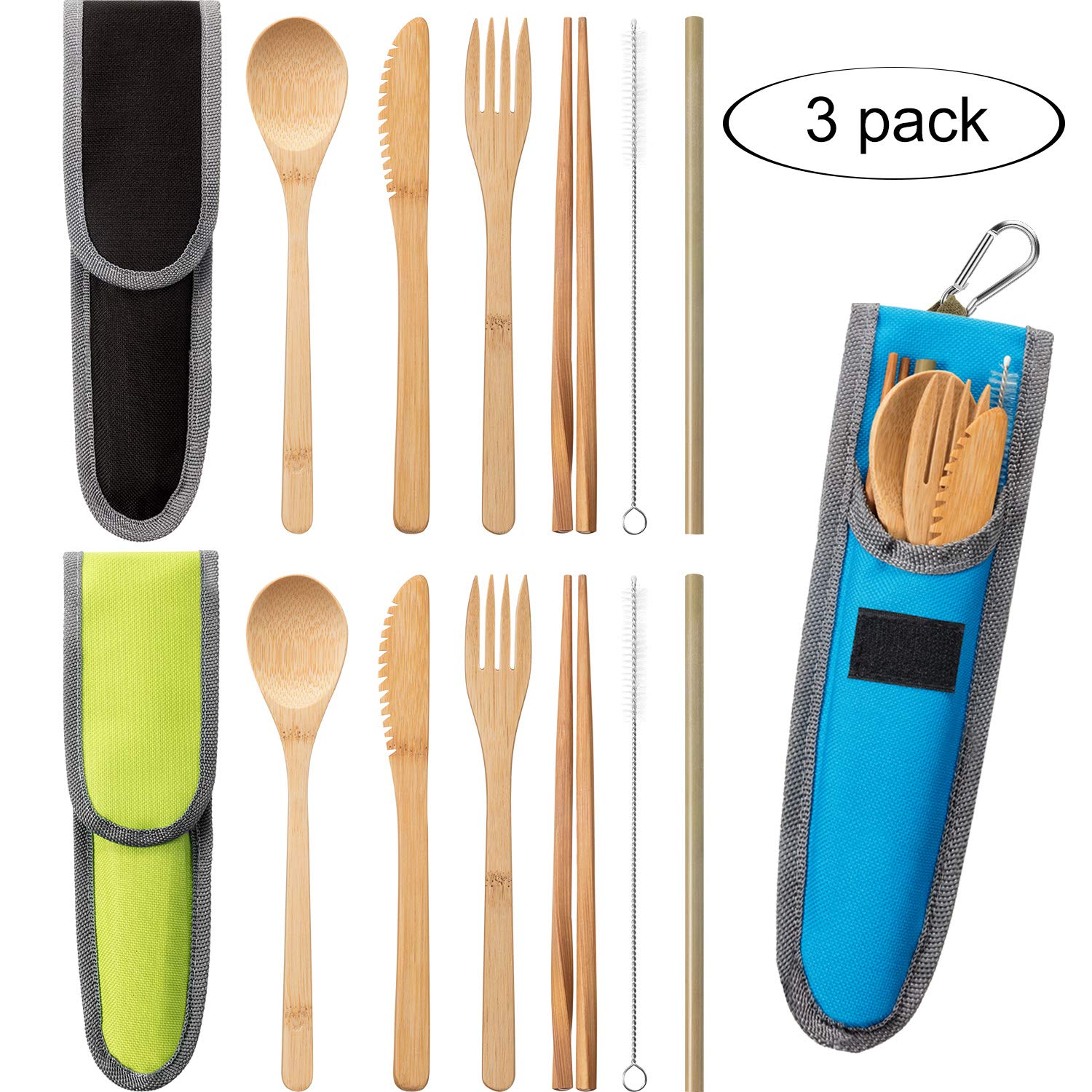 10. 3 Sets Bamboo Utensils Set Cutlery