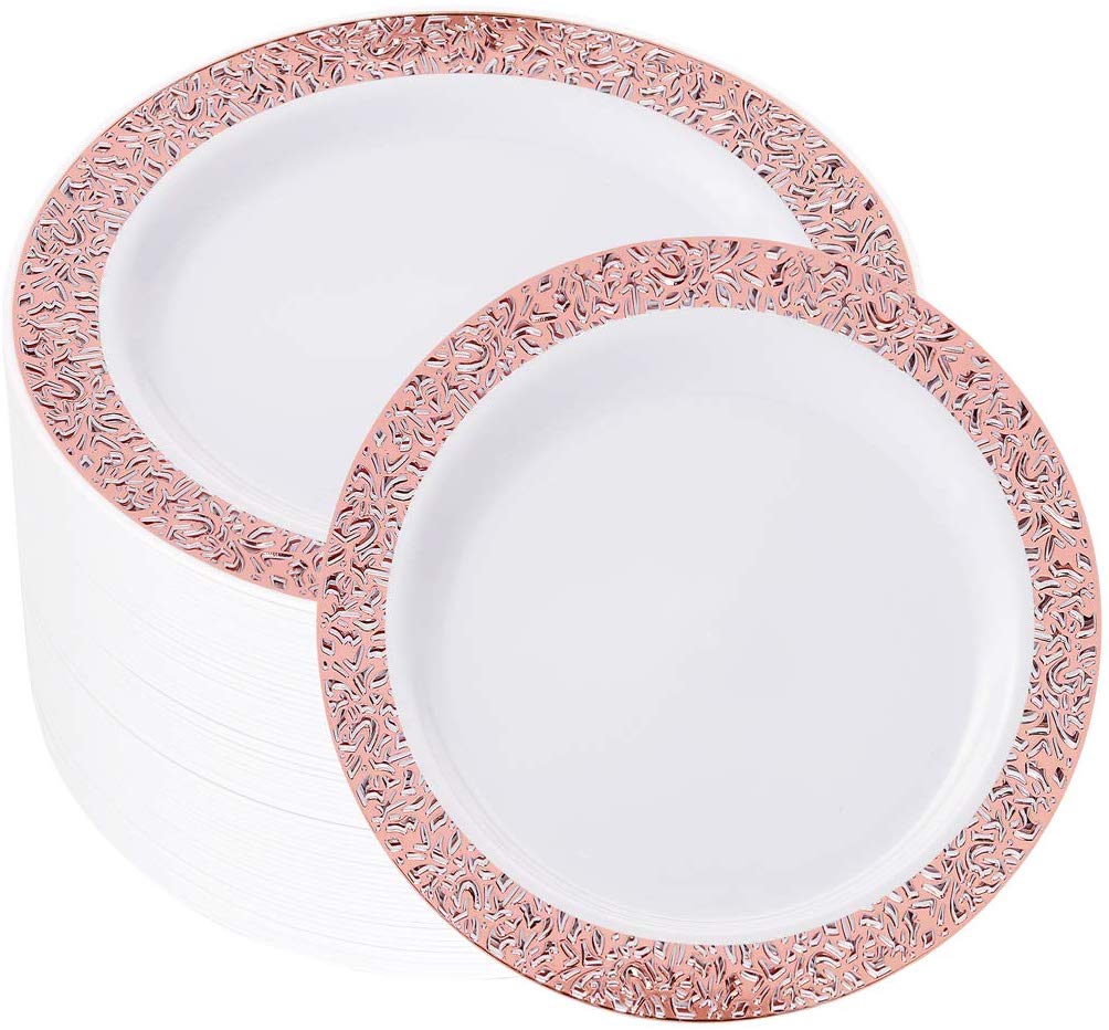 9. NERVURE Disposable Rose Plastic Plates