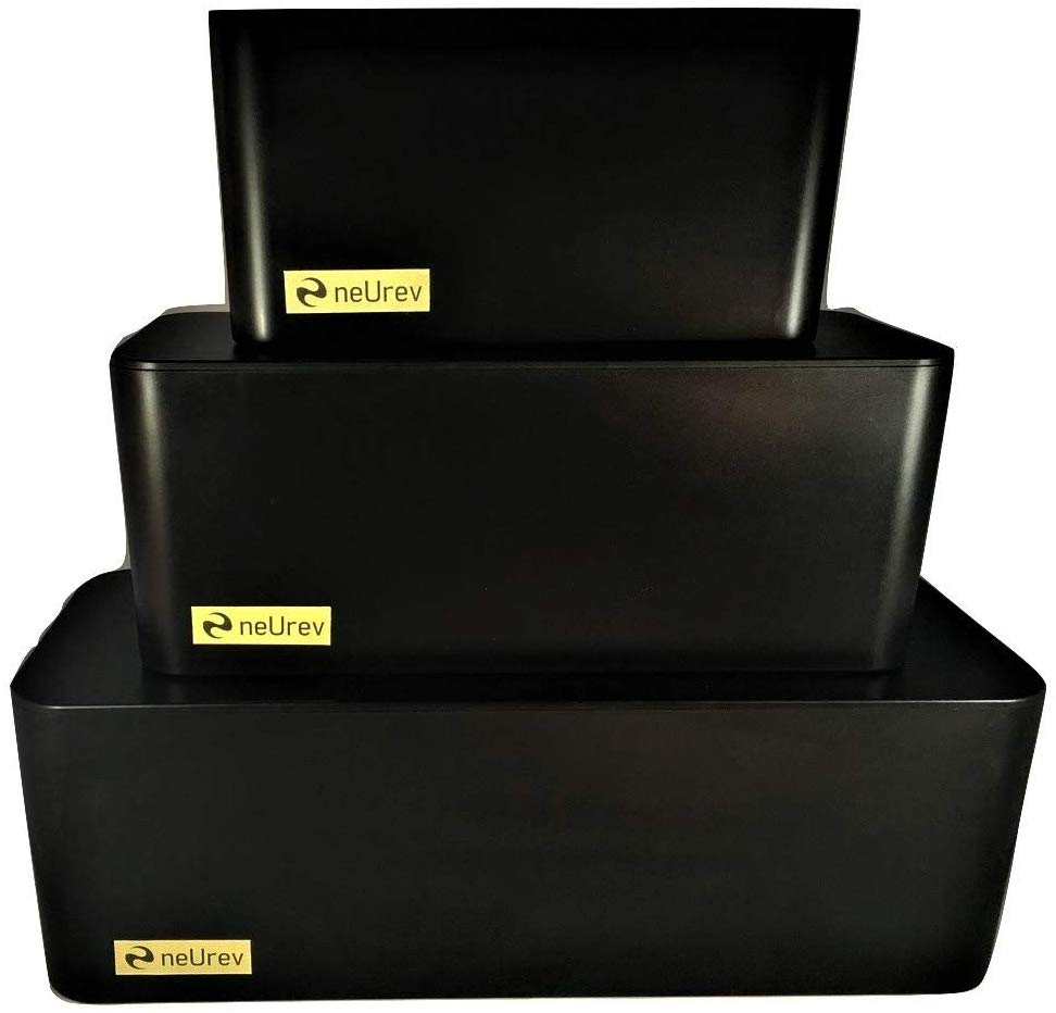 1. Cable Management Boxes Set of Three for Cord Organization