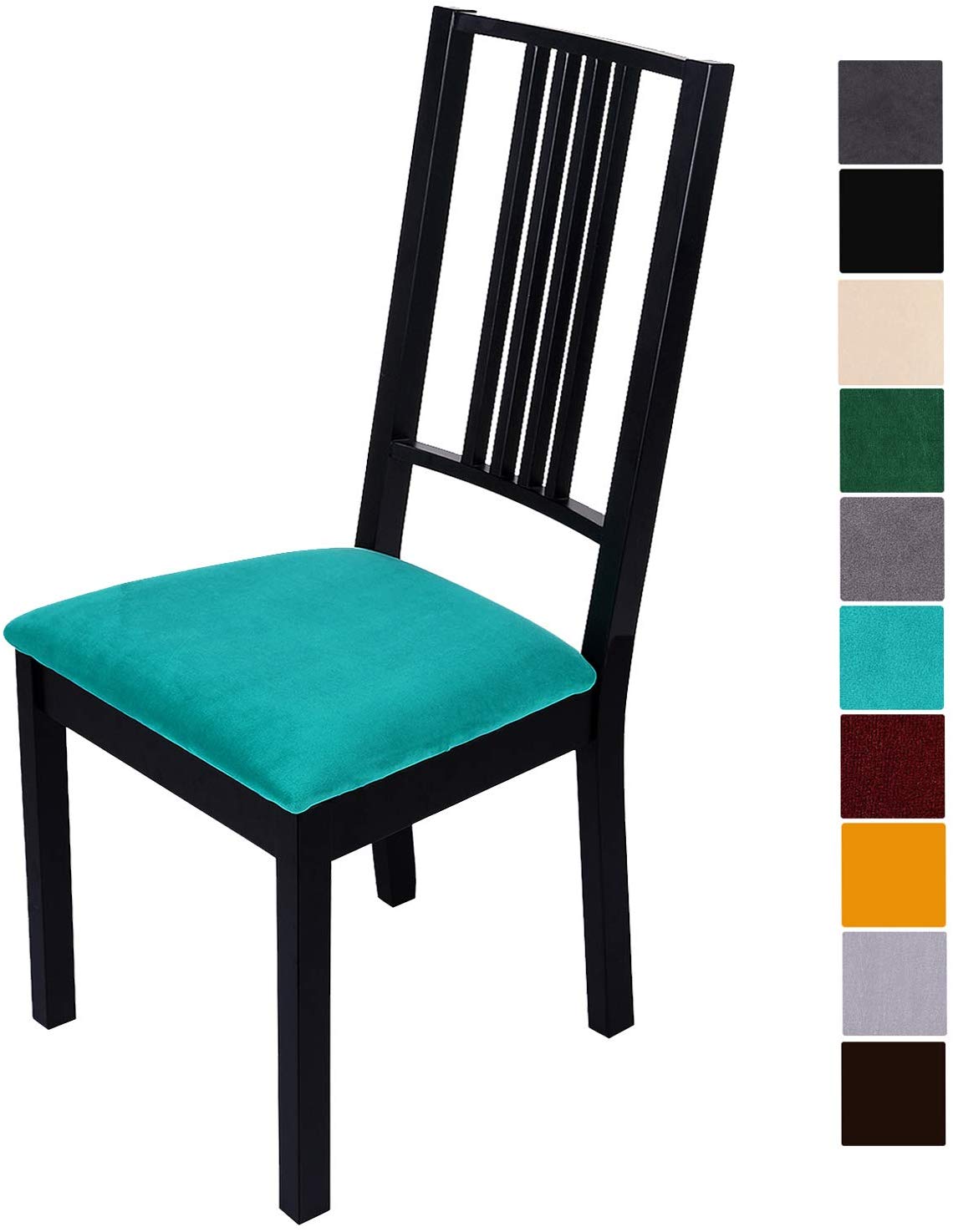 2. Homaxy Velvet Dining Room Chair Seat Cover