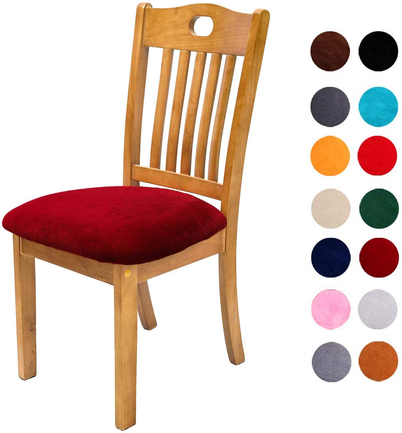 1. Comqualife Soft Velvet Dining Chair Seat Covers