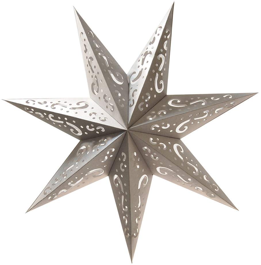 4. Lumabase 87203 Paper Lantern 7 Pointed Star, Silver