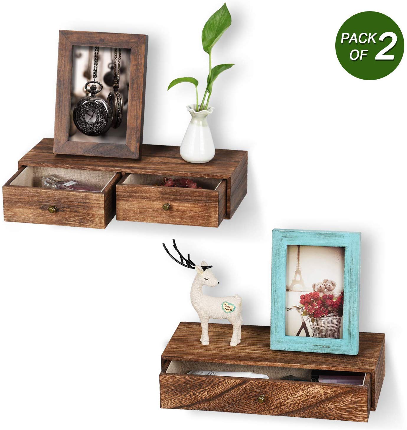 2. Emfogo Floating Shelf with Drawer