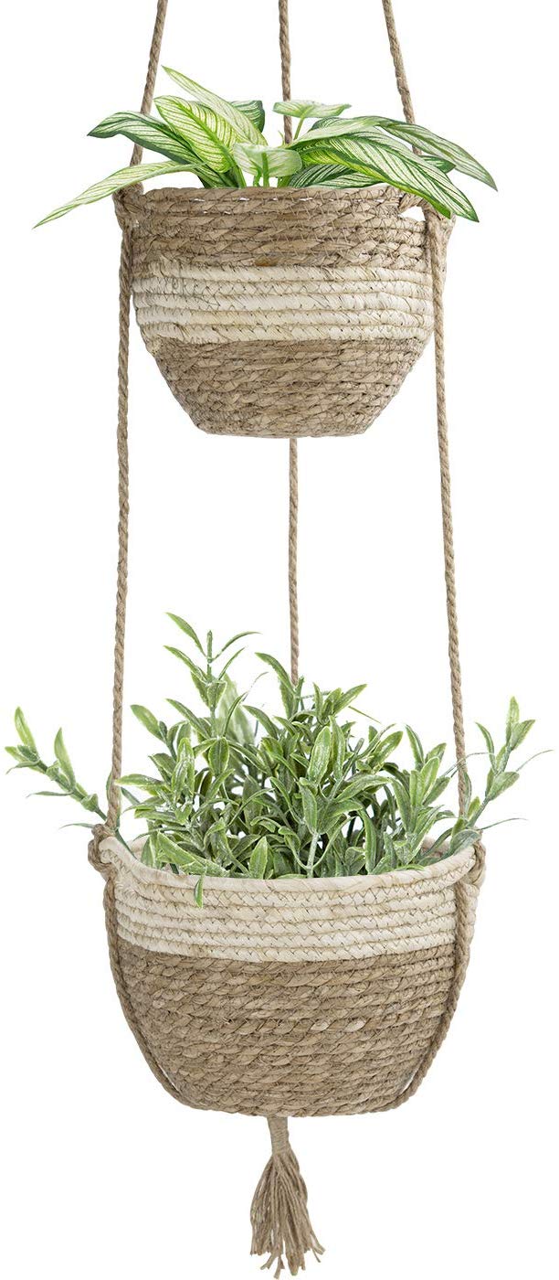 7. Natural Seagrass Hanging Planter