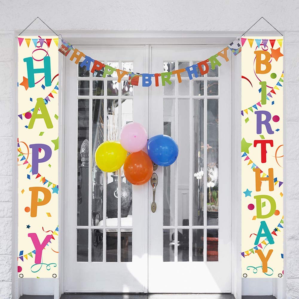 4. partyGO Colorful Happy Birthday Porch Sign