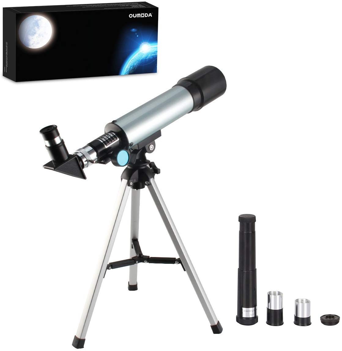 9. Oumoda Telescope, Travel Scope, 90 X Refractor Telescope, Astronomy Telescope Tabletop Nature Exploration Gifts Toys for Kids, Adults Sky Star Gazing, Birds Watching by Oumoda