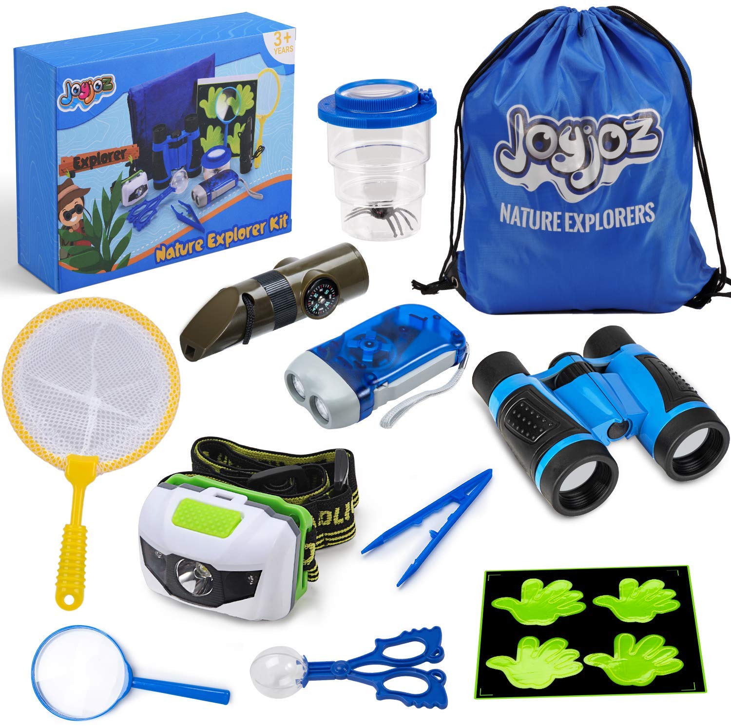 8. Joyjoz 12 Pcs Adventure Kit, Outdoor Explorer Kit for Kids with Compass, Binoculars, Flashlight, Magnifying Glass, Backpack, Toys for Boys Girls Camping Hiking by Joyjoz