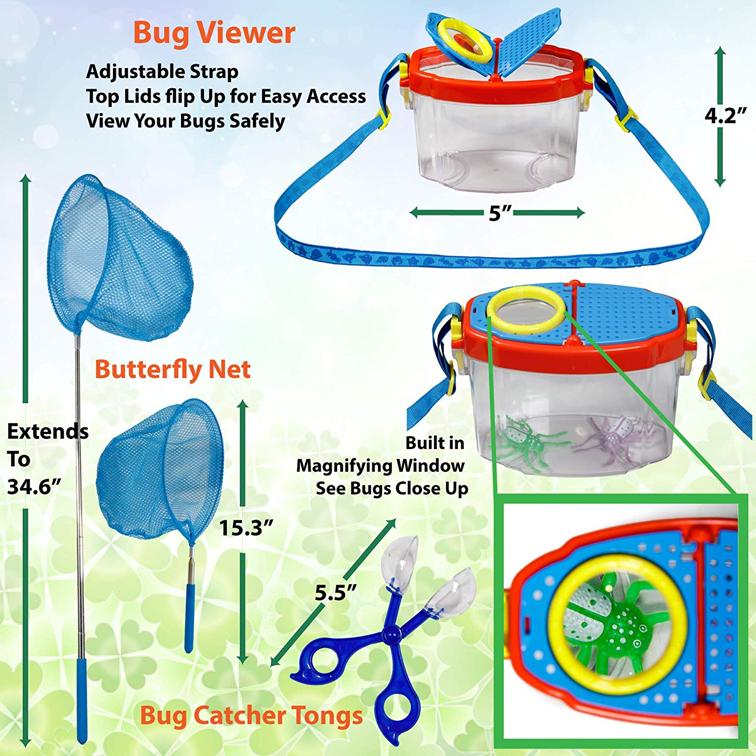 1. OzBSP Kids Outdoor Adventure Kit. Kids Explorer Kit. Nature Exploration Toy for Boys Girls. Bug Catching Pack. Safari Vest & Hat Costume, Binoculars, Tweezers, Magnifying Glass, Butterfly Net, Compass by OzBSP