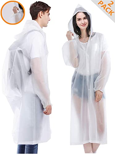 7: HLK.Sports Rain Coats, [2 Pack] EVA Reusable Rain Ponchos Raincoats with Hood, Size 59