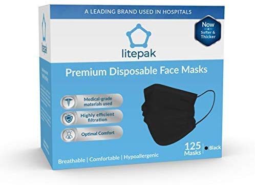 1. 125pcs Litepak Disposable Face Mask Premium Thickness Comfort Earloops
