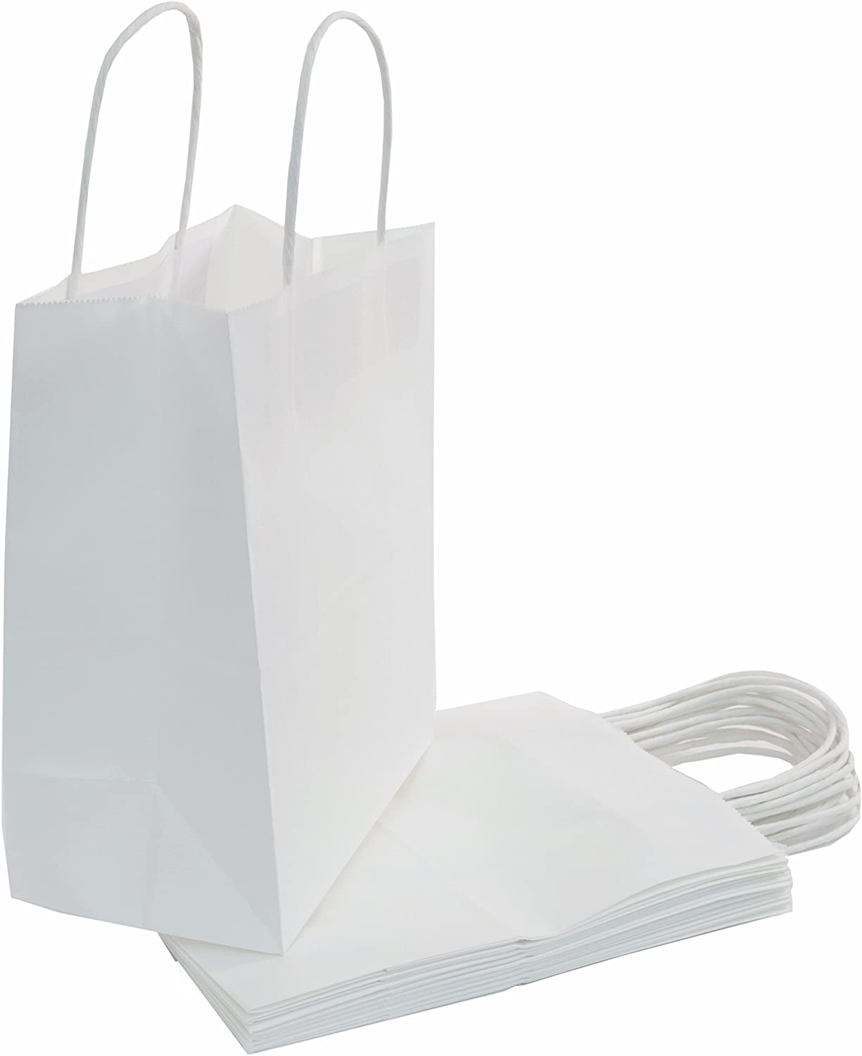 7. 100 | 50 | 25 Count - Bulk White Paper Bags with Handles