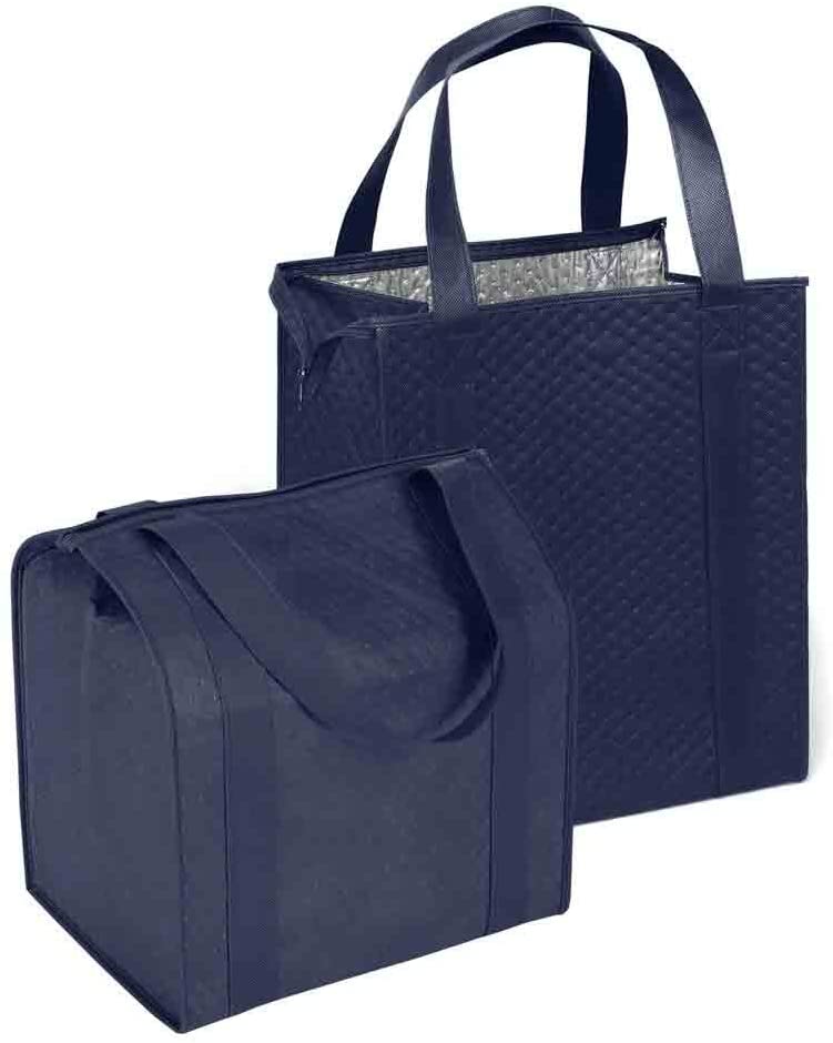 4. LARGE Hannah Insulated Shopping Bag, Navy 2 Pack - Strong Reusable Insulated Grocery Bag
