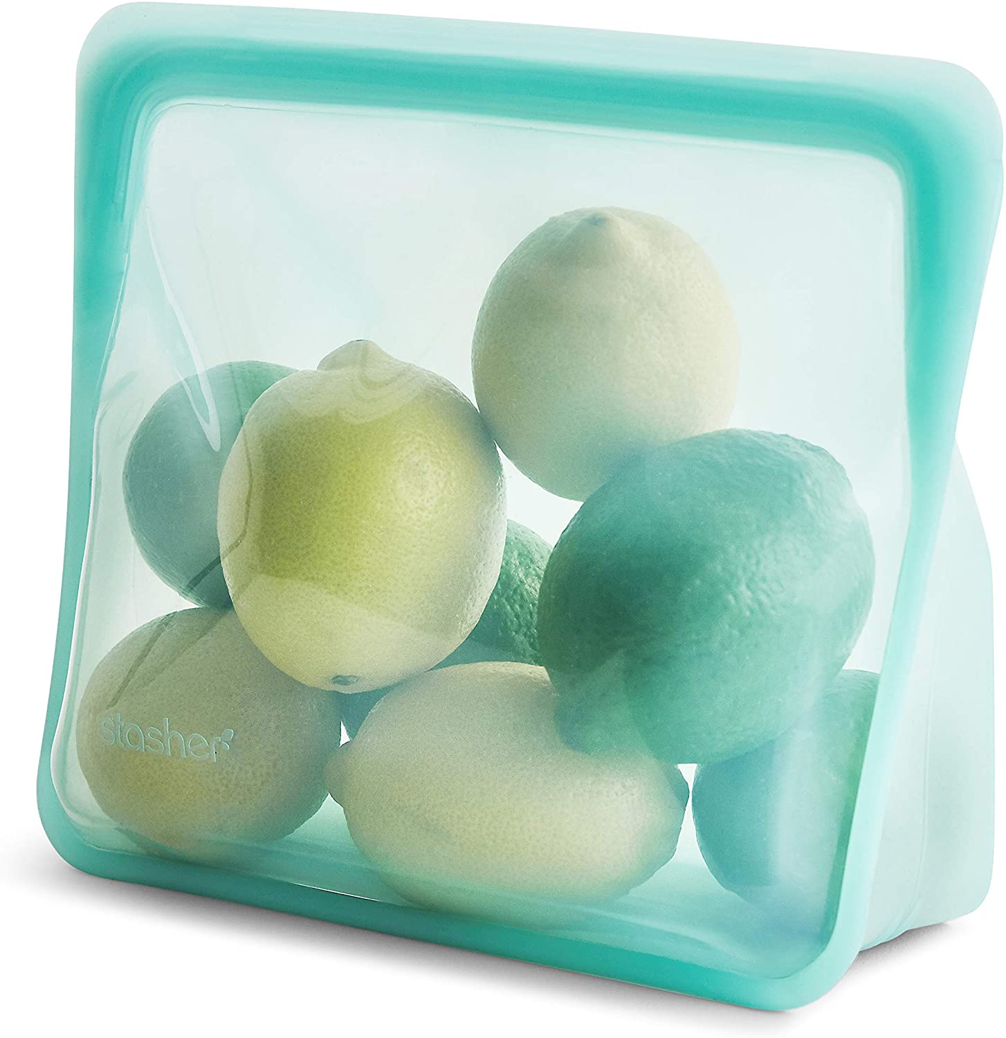 8. Stasher Stand-Up 100% Silicone Reusable Food Storage Bag, 7.75-inch (56-ounce), Aqua 