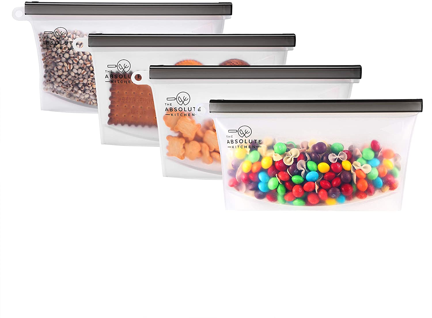 6. Silicone Storage Bags For Snacks - Reusable Silicone Food Storage Bags | Plastic Free Bag | BPA Free Ziploc Container For Food Storage | Snack Pouches, Fruit, Lunch and preserving (4 Small) 