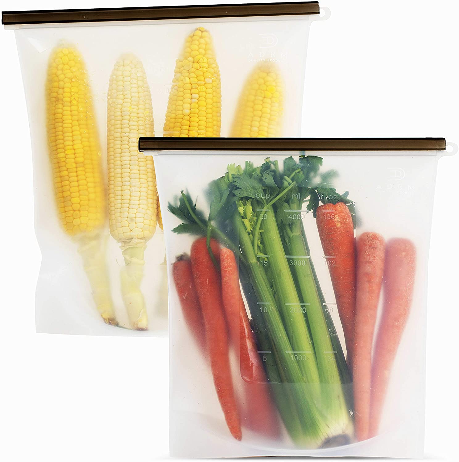 1. ADRM Good Stuff (2) Extra Extra Large Gallon Size Reusable Silicone food storage bags BPA & Plastic Free Food Preservation Sous Vide (2 Pack)