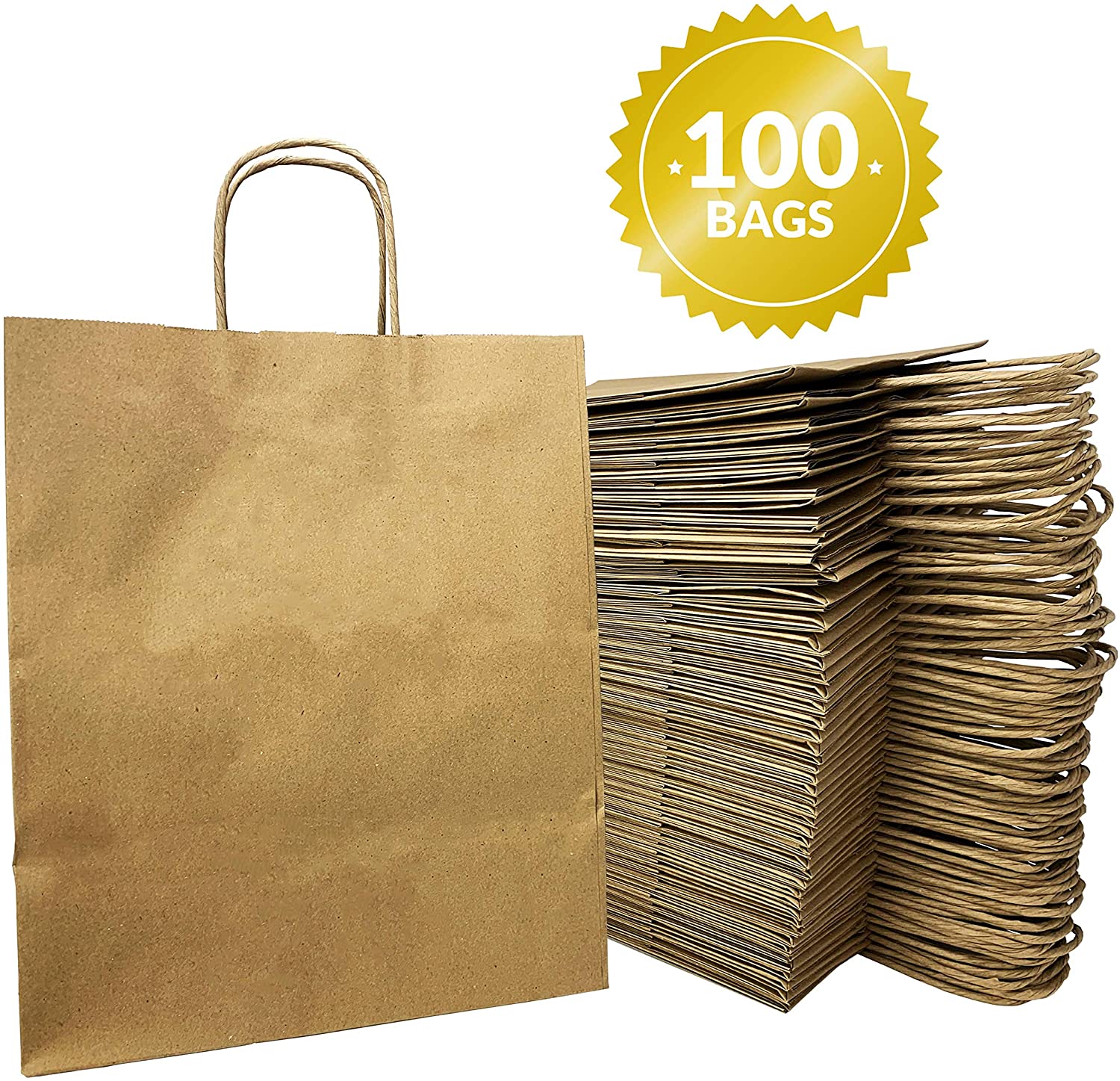 2. Reli. Kraft Paper Bags w/Handles (100 Pcs, Bulk) (Large 10