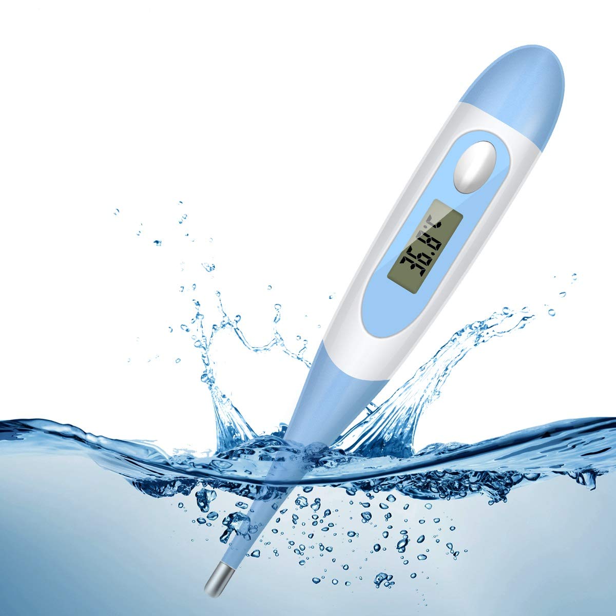 6.Digital Body Thermometer - Baby Oral, Rectal, Underarm Thermometer, Fast Reading Accurate, Waterproof Thermometer with Beeper and Memory for Newborns Kids Adults (Light Blue)