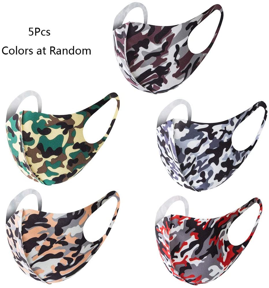  9. TIAN-K 5Pcs Washable Reusable Mouth Face Cover