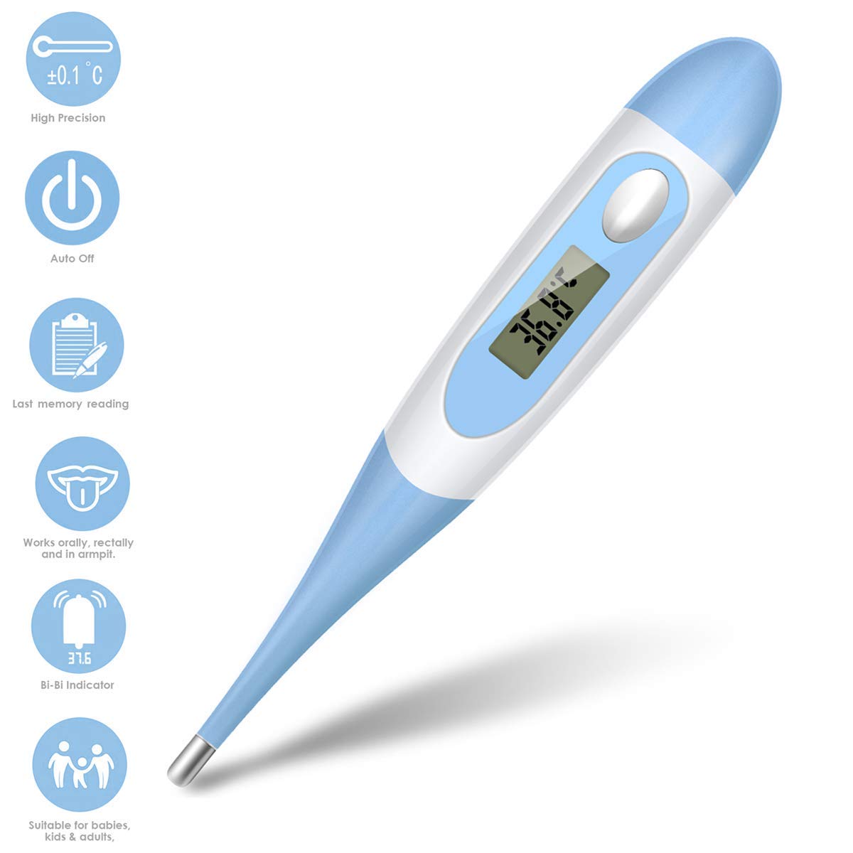 7.Digital Body Thermometer, Oral Underarm Temperature Thermometer Fast Read Temperature Meter for Baby Adults or Kids Digital Body Thermometer, Oral Underarm Temperature