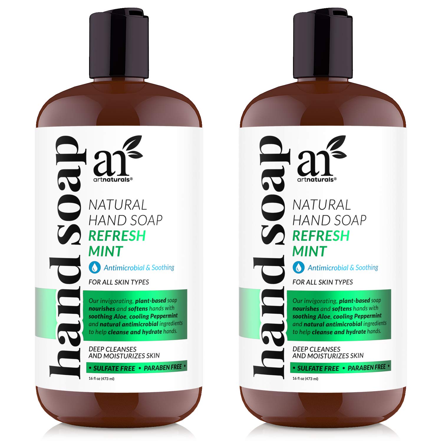 8. Artnaturals Liquid Hand Soap 16 Fl Oz, Peppermint Scented Natural Healthy Hydrating Hand wash