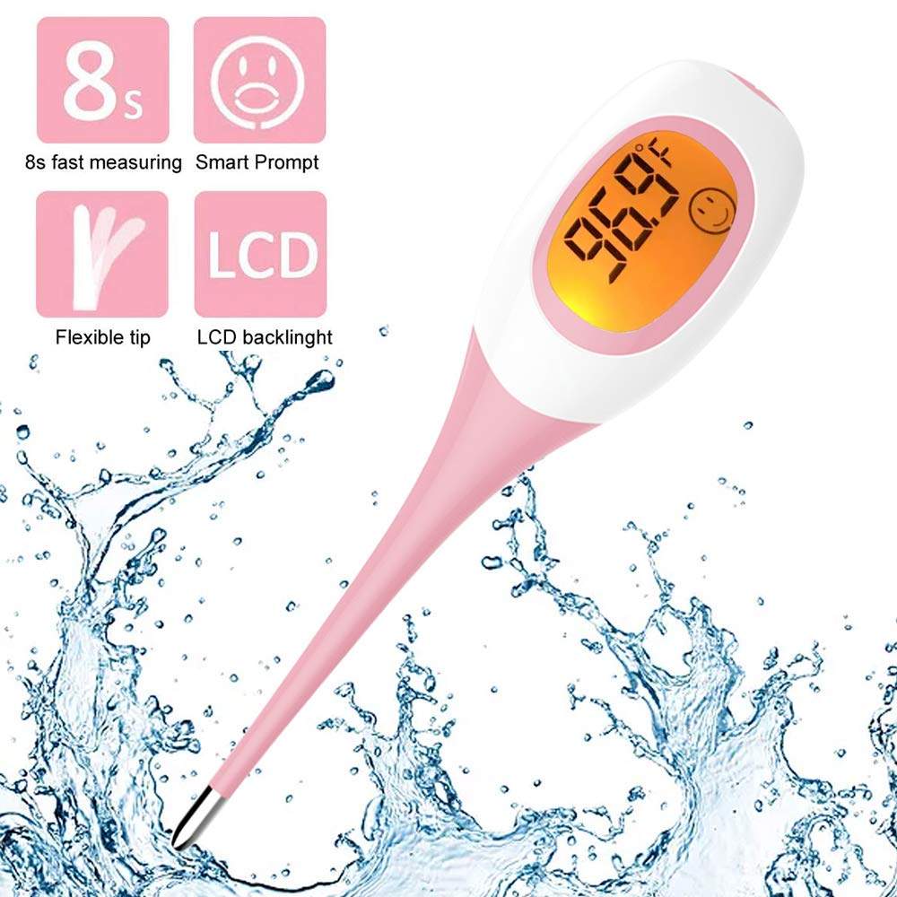 9. Digital Oral Thermometer Body Rectal Underarm Oral Rectal Flex LCD Thermometer for Baby Adult Children Baby Infant with Accurate and Readings in 8 Seconds High Precision ≤ ± 0.1