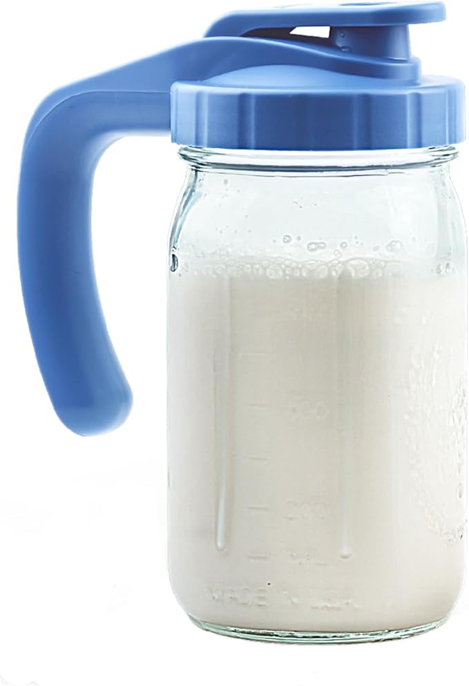 9. 32oz Glass Breast Milk Pitcher with Wide Mouth Jar and Lid