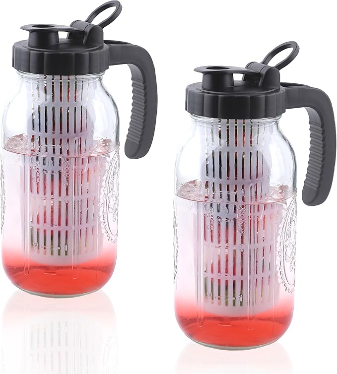 7. 64 Oz Glass Mason Jar Water Pitcher with Infuser (2 Set