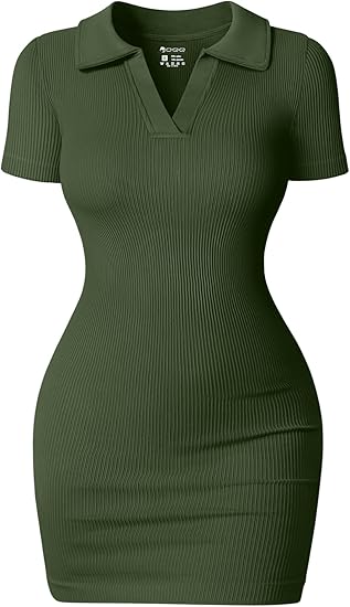 5. OQQ Ribbed Bodycon Mini Dress#