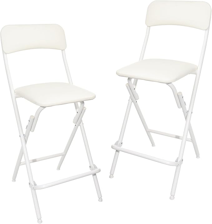 3. Amazon Basics Folding Stool with Footrest (Set of 2
