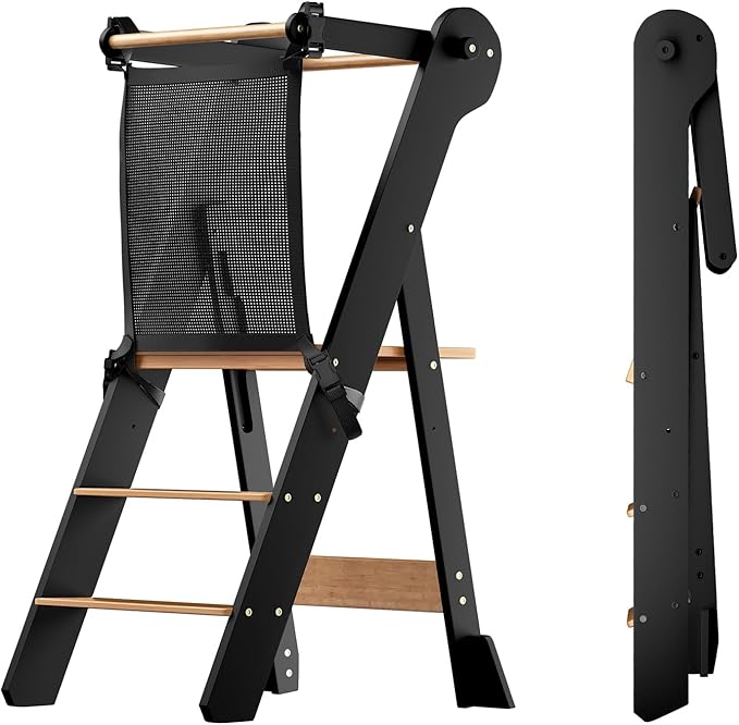 2. COSYLAND Foldable Toddler Standing Tower